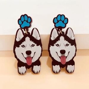 ❤️ FREE Dog House Puppy Husky Graphic Art Hip Chic Girly Artsy Drop Pop Earrings